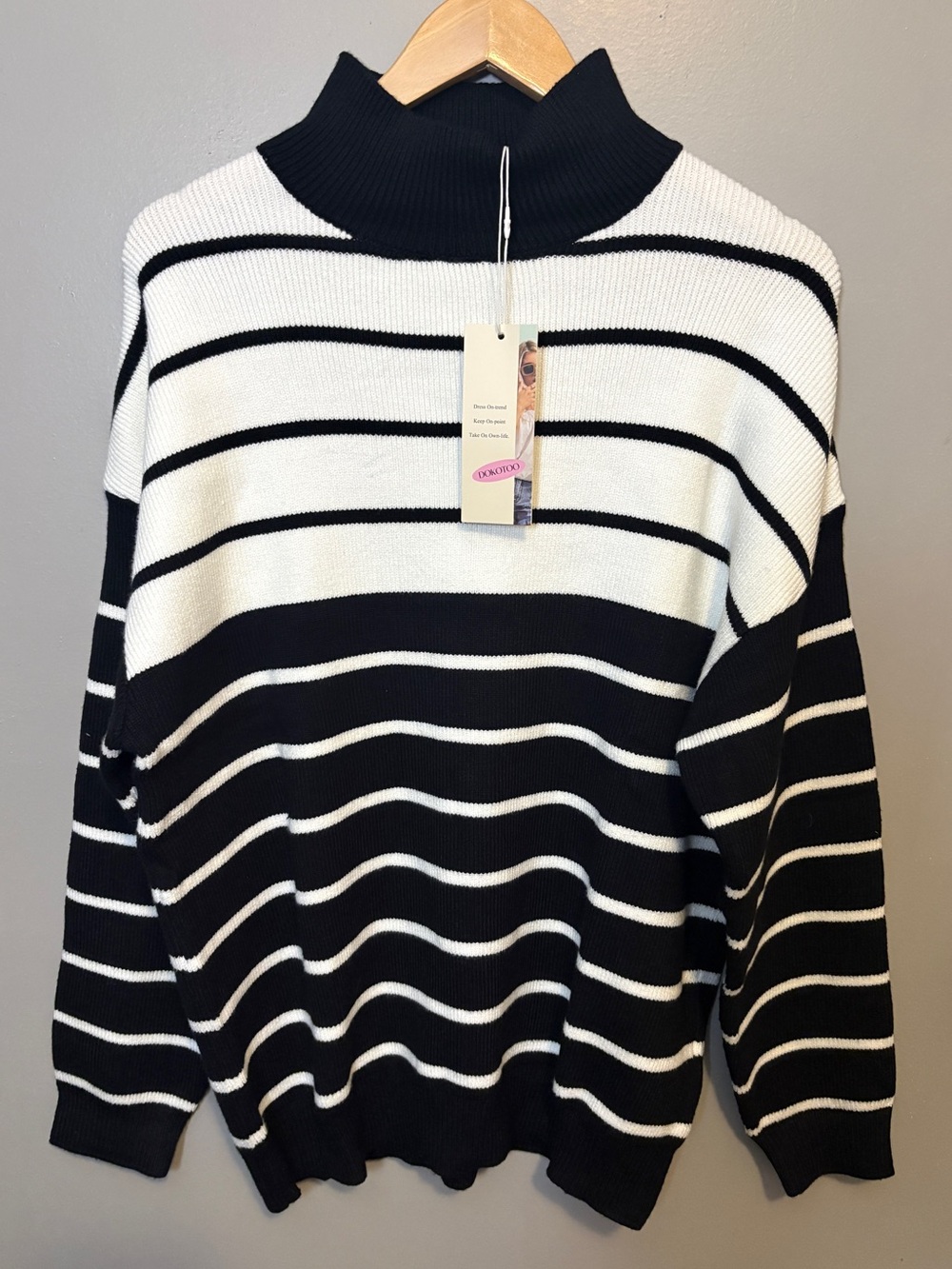 New Dokotoo Striped Soft Sweater Warm Large